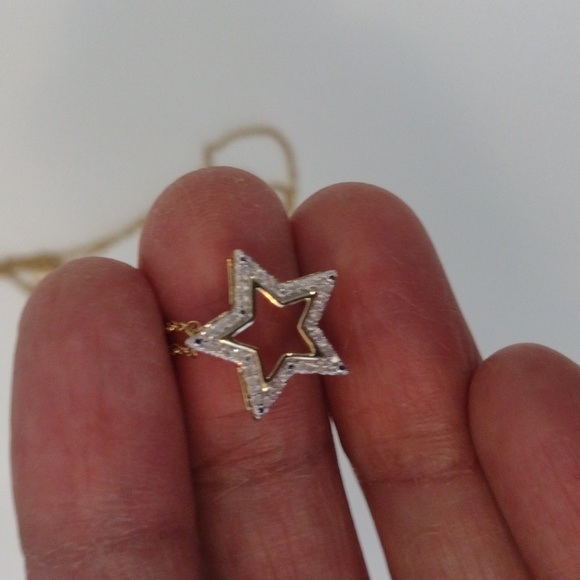 Genuine Diamond Star Necklace 10K Yellow Gold - Picture 5 of 14